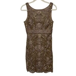 Sue Wong Nocturne Dress Size 6‎ Floral Embroidered Sleeveless Cocktail Party
